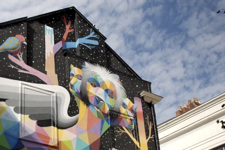 Street Art - Fresque rue Saint Aubin à Angers réalisée par l'artiste espagnol Okuda