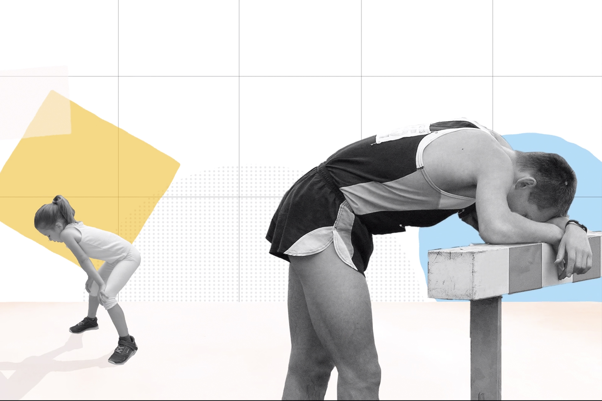 motion design : UGSSEL, deux enfants essoufflés après la pratique d'une activité sportive