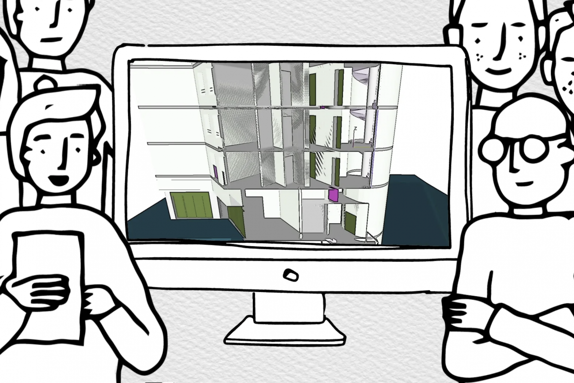 motion design : Angers Loire Habitat. Tous les corps de métier interviennent avec une même maquette